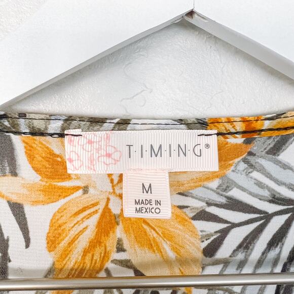 Timing Sheer Floral Tie Front Blouse Medium - Picture 2 of 5